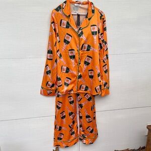 Sold Out Orange Champagne Bottle Print Pajama Set